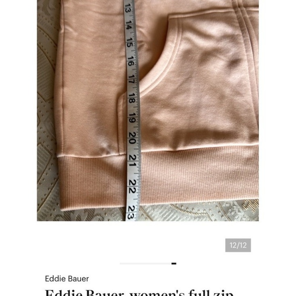Eddie Bauer, women's full zip hoodie. Pink. Ultrasoft. 4-way stretch. XS - Picture 6 of 8